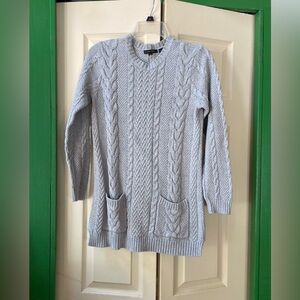 JEANNE PIERRE Light Gray Cable Knit Sweater